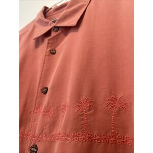 Quiksilver Waterman Mens‎ Short Sleeve Button Up 2XL Palm Tree Embroidered Soft